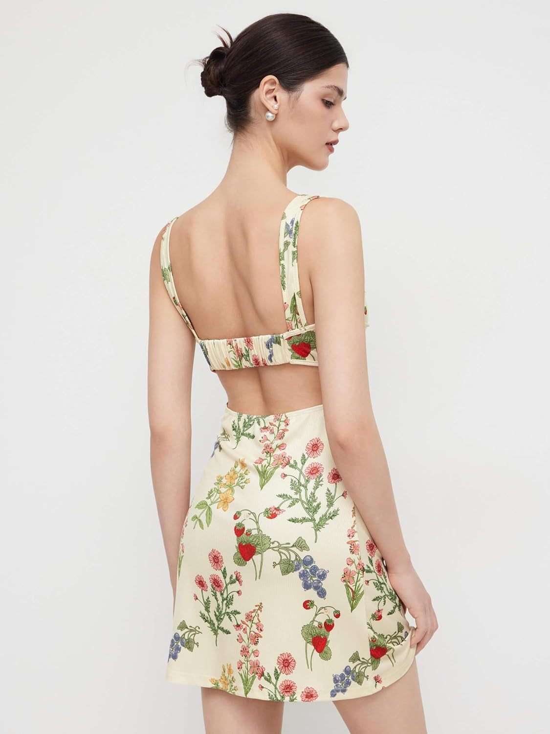 Women'S Summer Floral Dress Square Neck Mini Dress Sleeveless Cute Sundress Party Dresses Trendy 2025