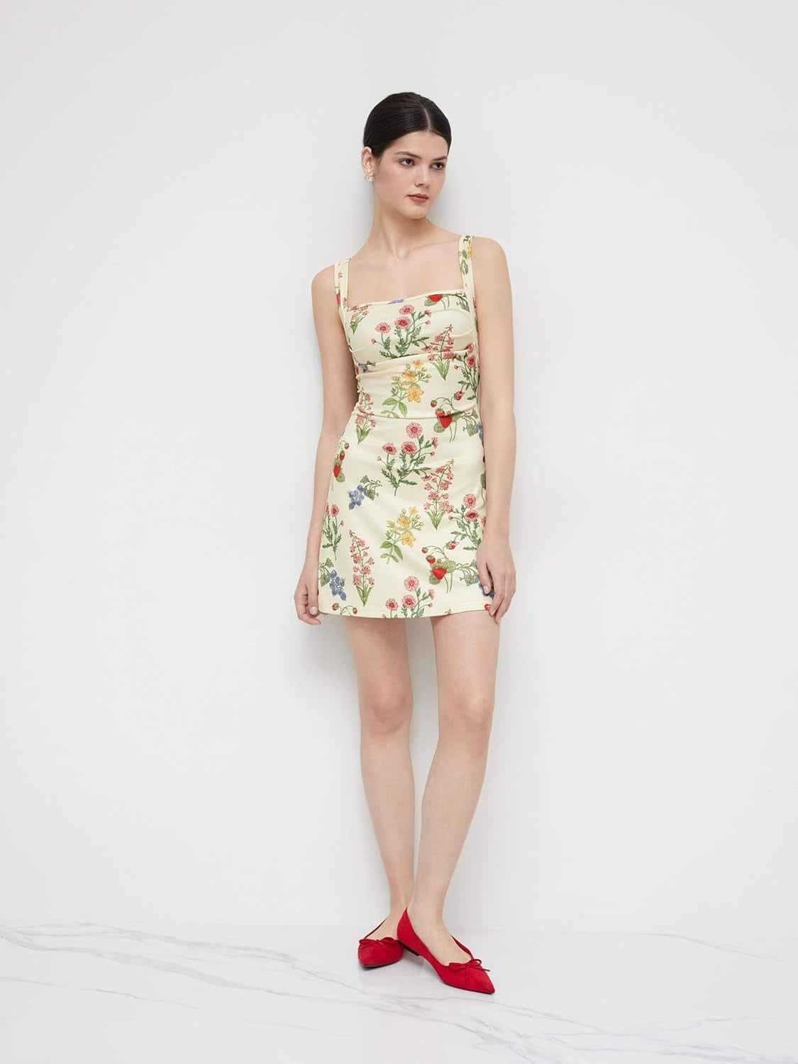 Women'S Summer Floral Dress Square Neck Mini Dress Sleeveless Cute Sundress Party Dresses Trendy 2025