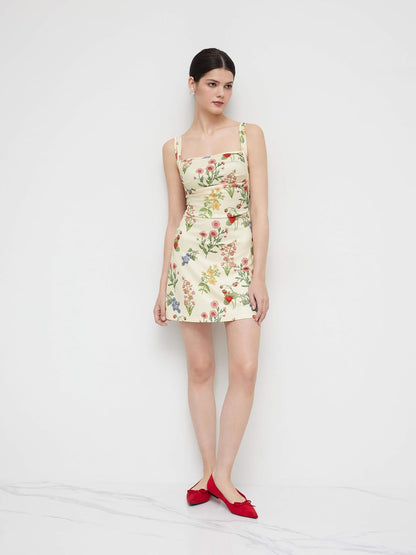 Women'S Summer Floral Dress Square Neck Mini Dress Sleeveless Cute Sundress Party Dresses Trendy 2025